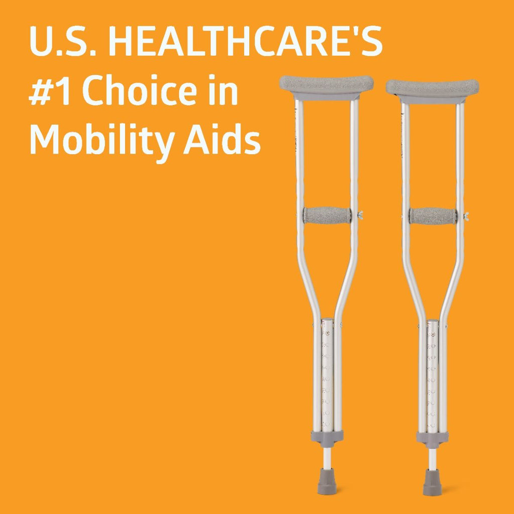 Medline Standard Steel Push-Button Crutches Youth Size 350 lb WT Capacity
