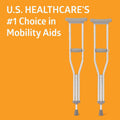 Medline Standard Steel Push-Button Crutches Youth Size 350 lb WT Capacity