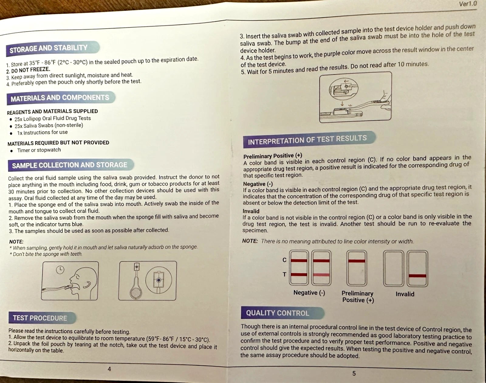 5 Panel Oral Saliva Fluid Lollipop Drug Test No THC - 156