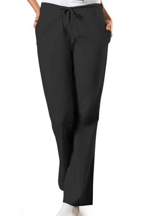 Cherokee Natural Rise Flare Leg Drawstring Pant in Black - Scrubsnmed