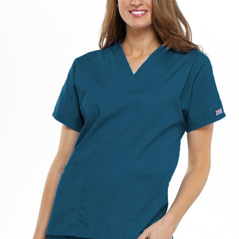 Cherokee WorkWear Originals V-Neck Scrub Top Caribbean Blue 4700 - Scrubsnmed