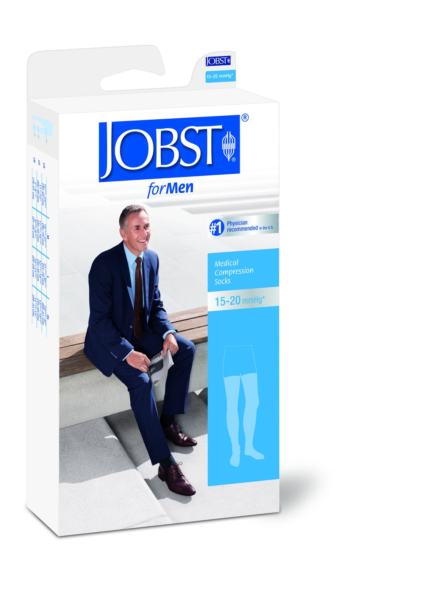 Jobst For Men 15-20 mmHg Compression Thigh High Close Toe With Silicone Dot Band - Scrubsnmed